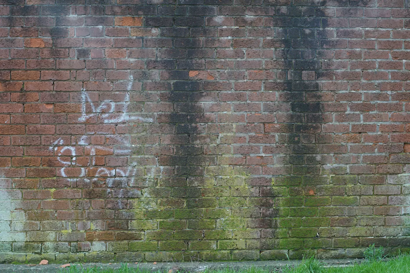 Graffiti on a wall: the whole photo, with the touched-up area boxed